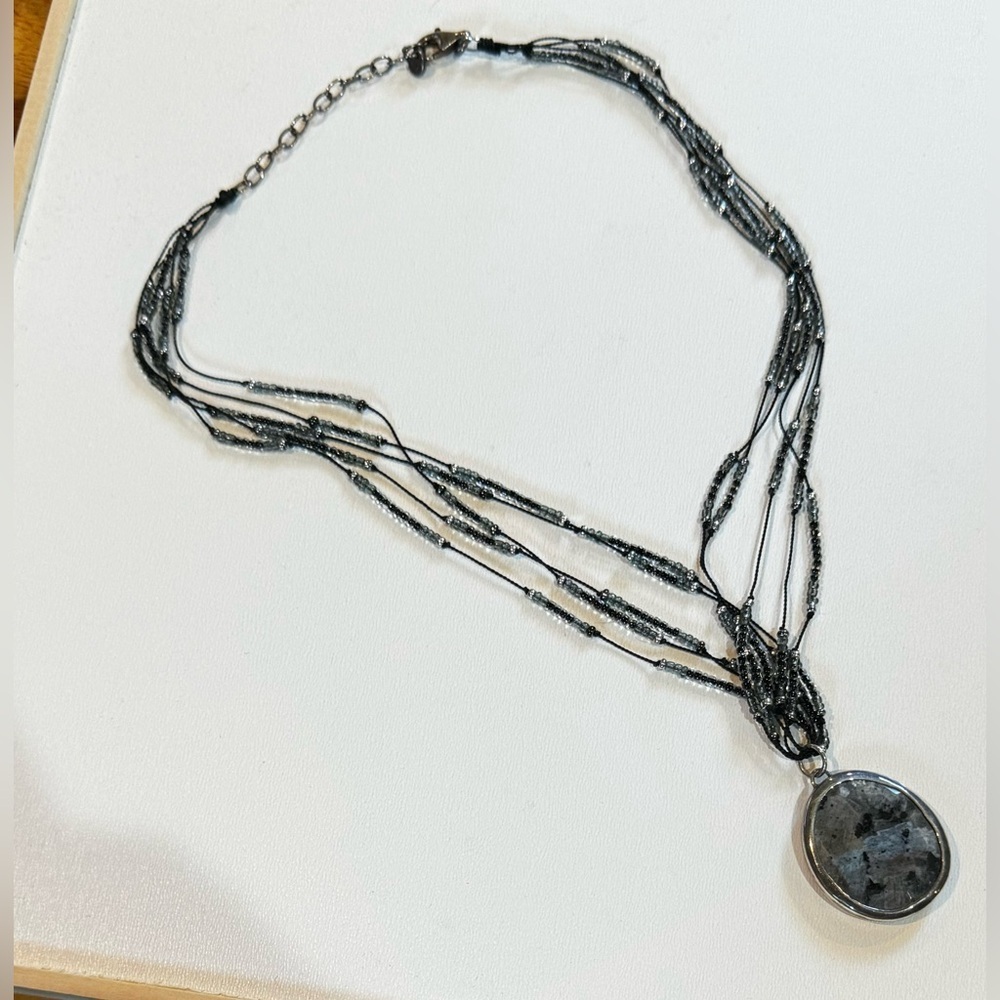 Silpada Sterling Silver Stormy Night Feldspar Pendent on Multi-strand Necklace - Picture 4 of 5
